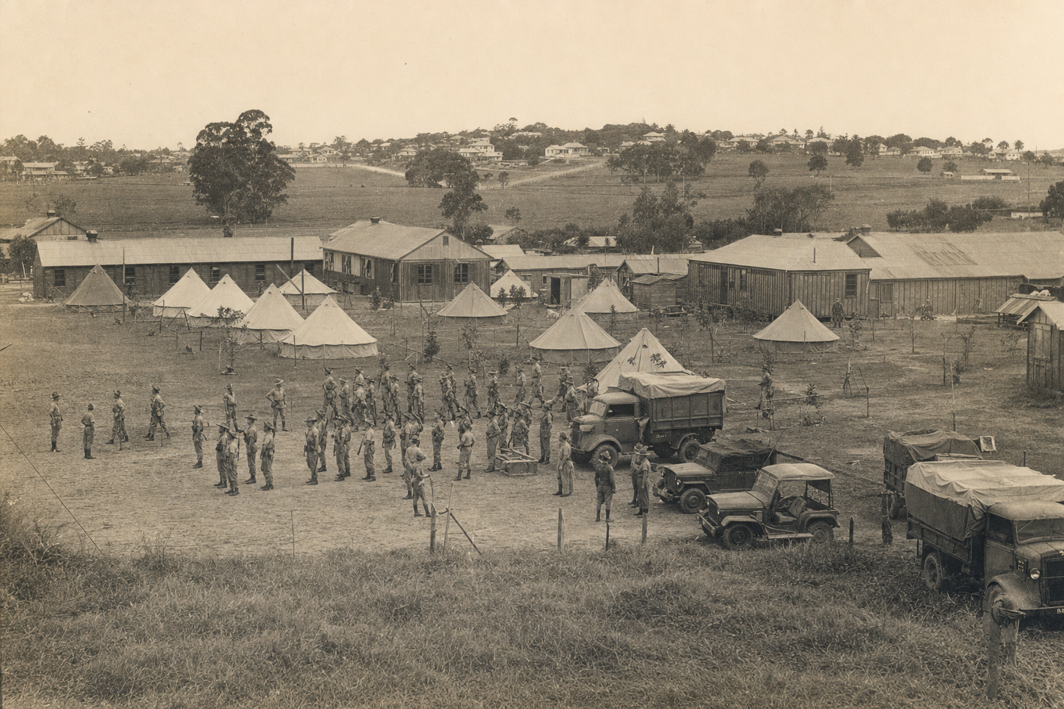 Chermside Army Camp at Sparkes' Paddock during WWII