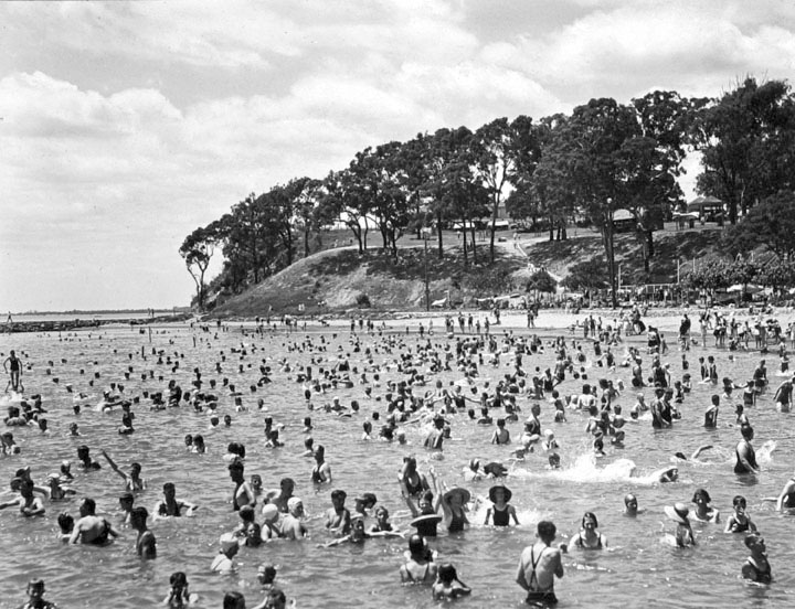 Bathers at Moora Park, Sandgate, December 1937
